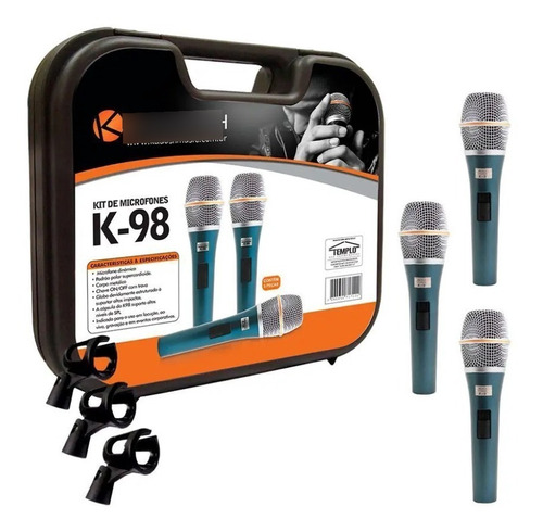  Kit Microfone 3 Unidades K98 