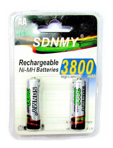 Pack 2 Pilas Baterias Aa Recargables 3800mah Sdnmy Ni-mh