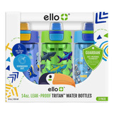 Pack 3 Botellas De Agua Ello Tritan Para Niños 400ml Color Azul Marino