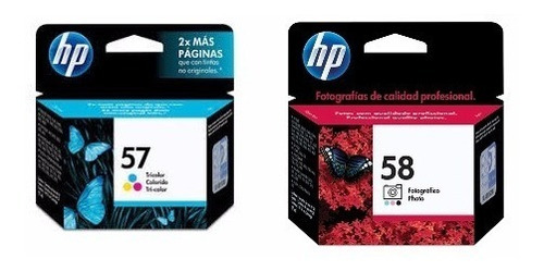 Dual Pack Tinta Hp 58 Negro Photo + 57 C6658 + C6657 Color