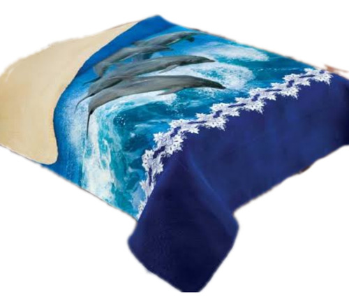 Cobertor Con Borrega Delfin Acuario Matrimonial Providencia