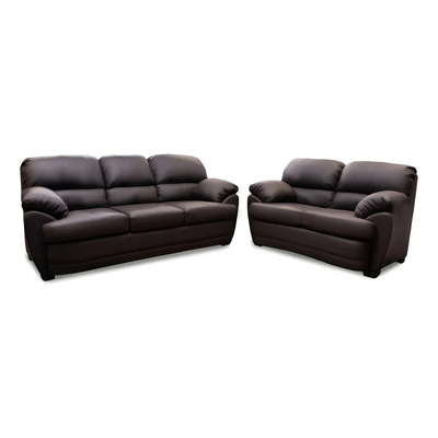 Sala De Piel - Florencia \u002F Sofa Y Love - Conforto Muebles Color Chocolate | Meses sin interés
