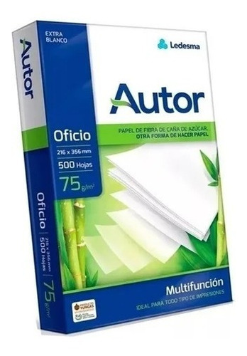 Resma Autor Oficio 75 Grs . Caja X 10 Resmas Color Blanco