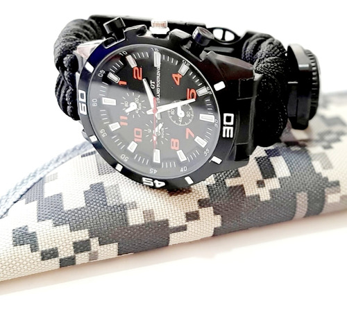 Reloj Tactico Paracord Brujula Silbato Militar Fuerzas Cuerd