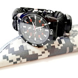 Reloj Tactico Paracord Brujula Silbato Militar Fuerzas Cuerd