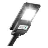  Holofote Solar 100w Refletor Poste Kit Completo 12h Preta