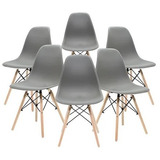 Silla De Comedor Kevell Mobel Eames Moderna Minimalista, Estructura Color Gris, 6 Unidades