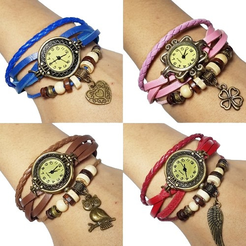 .x5 Unidades Reloj De Mujer Cuerina Vintage Elegante Xmayor