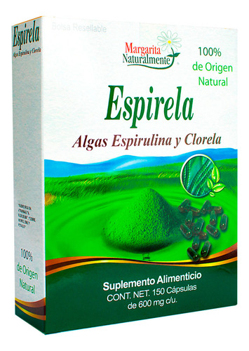 Espirela (alga Espirulina Y Clorela) 150 Caps Margarita Nat Sabor Alga Espirulina