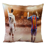 Cojín Felpa 45x45 Cm De Lionel Messi Y Cristiano Ronaldo Cr7