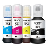 Kit 4 Refil Tinta T504 Epson L4150 L4160 L6161 L6191 L6171