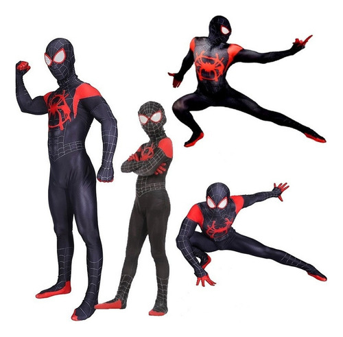 Traje Spiderman Para Miles Morales Cosplay Adultos Medias