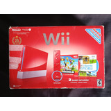 Wii Rojo Retro + Base + Cables + Controles + Caja A