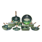 Set Batería Ollas Antiadherente Suka Granito Verde 9pz