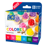 Kit 6 Colores Gel Basicos Comestibles Enco 20 G