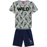 Conjunto Infantil Masculino Camiseta + Bermuda Kyly Girafas 
