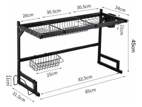 Organizador Escurridor De Platos De Acero Inoxidable 85cm