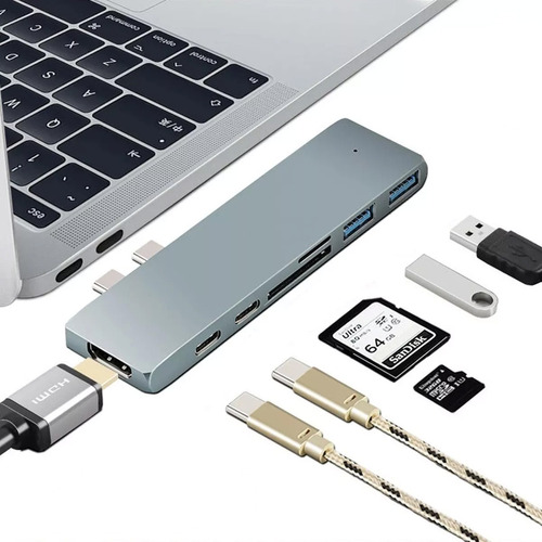 Adaptador Usb-c Hub 7 En 1 Para Macbook Pro/air