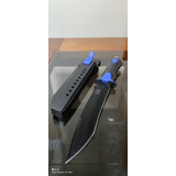 Cuchillo Combate, Caza Y Pesca. Tipo Militar Negro + Funda