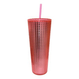 Vaso Doble Pared Termo 724ml Tapa Popote Color Rosa