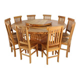 Mesa Redonda Jantar Com Giratório 1,8m + 10 Cadeiras Chipre