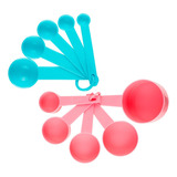 Cucharas Tazas Medidoras Ekco De 10 Pzas De Polipropileno Color Rosa