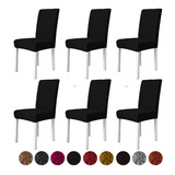 6 Fundas Elástica Cubre Silla Comedor Strech Ajustable Color Color Negro