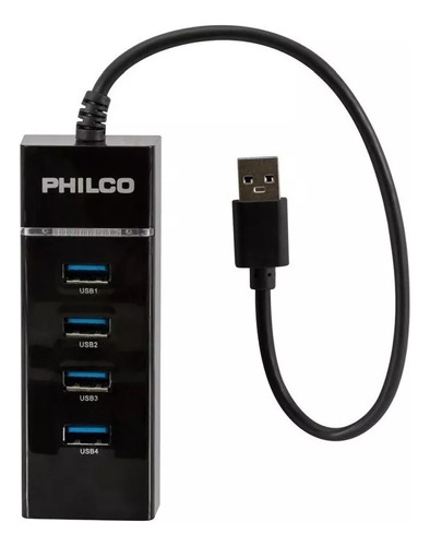 Hub Usb 3.0 4 Puertos Con Luz 5 Gbps Negro Philco Hb30n