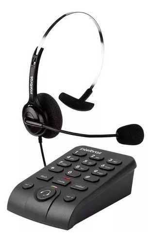 Telefone Headset C/ Base Discadora Intelbras Hsb 40 Preto