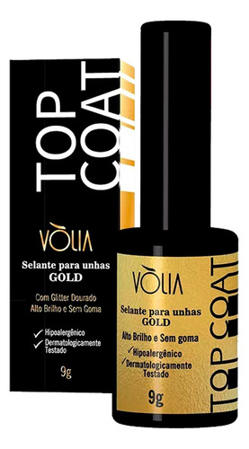 Finalizador De Alongamento - Top Coat Glitter Dourado Volia