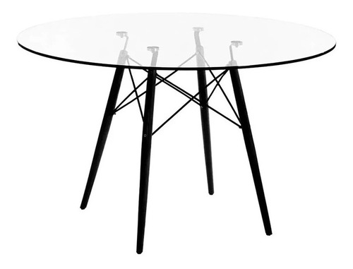 Mesa Eames Dsw Madera Vidrio Redonda 100cm - Alto Impacto-