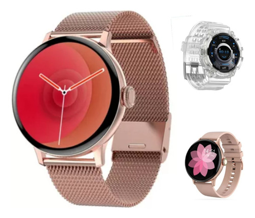 Smartwatch Dt No.1 Dt2 1.24  Caja Negra Y Malla Rose Gold