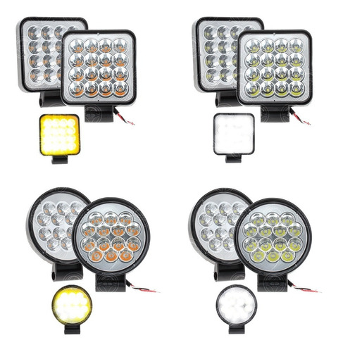 Par Faros Led Auxiliar Cuadrado Redondo Fija Estrobo Chico F