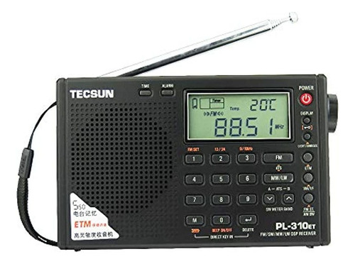 Tecsun Pl-310et Fm Estéreo/sw/mw/lw Pll De Banda Del Mundo Dsp Radio Negro