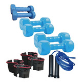 Kit Sport Maniac Set Pesas Azules + Tobilleras + Soga 16kg