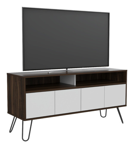 Mueble De Tv Vassel 2 Entrepaños Pantalla 55puLG Excelsior Color Marrón Oscuro