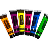 6 Tubo Pintura Neon Fluorescente Glow Luz Uv Maquillaje