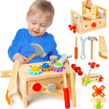 Montessori Toys, Juego De Cajas De Herramientas De Madera Pa