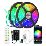 Kit Tira Led Colores Rgb 5050 Wifi 20m Con Control+fuente .