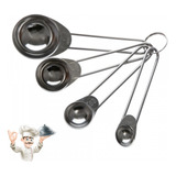 Kit Medidor Inox Cozinha 4 Peças Colher Sopa Chá Culinária