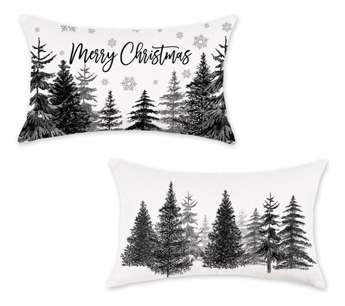 Fundas De Almohada De Tiro De Árbol De Navidad 12x20 P...