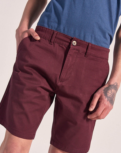 Bermuda Hana, De Hombre, Regular Fit, Algodón, Bordo, Equus