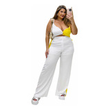 Kit Conjunto Pantalona Plus Size + Cropped Bicolor Moda