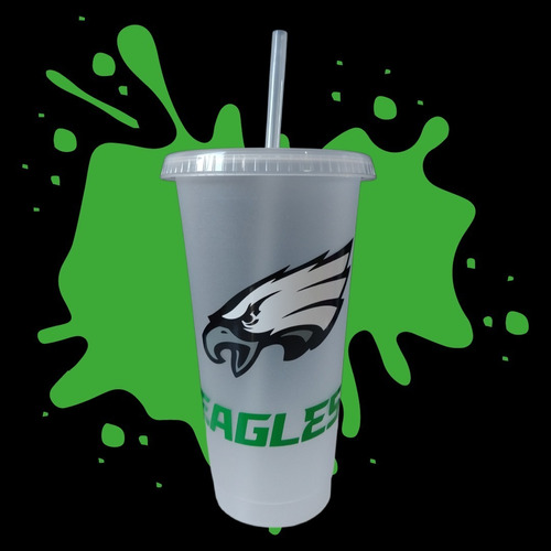 Vaso Personalizado - Philadelphia Eagles Con Tapa Y Popote