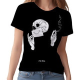 Camisa Camiseta Feminina Estampa Caveira Osso Esqueleto 6