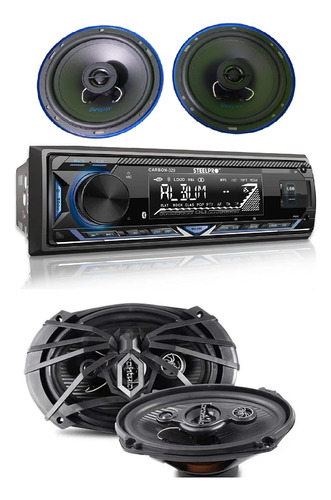 Estereo Carbón 329 Bluetooth + 2 Bocinas 6.5 + 2 Bocinas 6x9