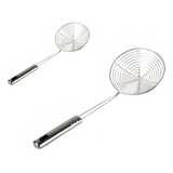 Set X 2 Espumaderas Colador 13 Y 21 Cm Cocina Acero Inox