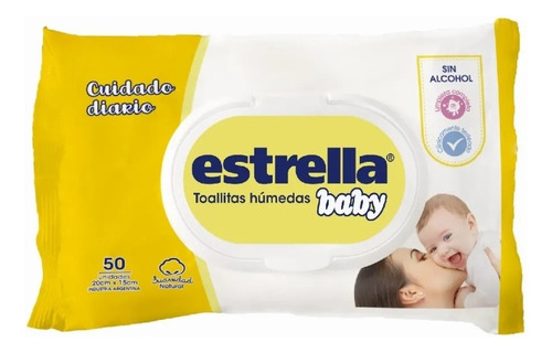 9 Toallitas Humedas Estrella Baby Cuidado Diario C/tap X 50/