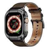 Caixa De Metal + Pulseira De Couro Para Apple Watch Ultra 8