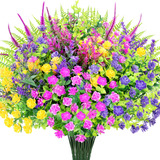 Ramo De Flores Artificiales Uv Resistentes 16 Flores De Plás